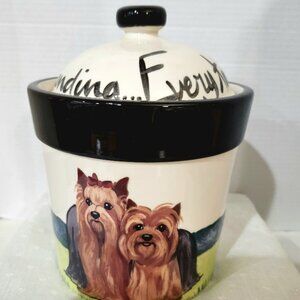 Hand Painted Zeppa Studios, Kent,CT Yorkshire Dogs Treat/Cookie Jar-Artist Signe